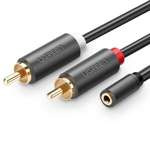 UGREEN 2XRCA Cinch Jack 3.5mm AV102 Kabel 0.25m Schwarz