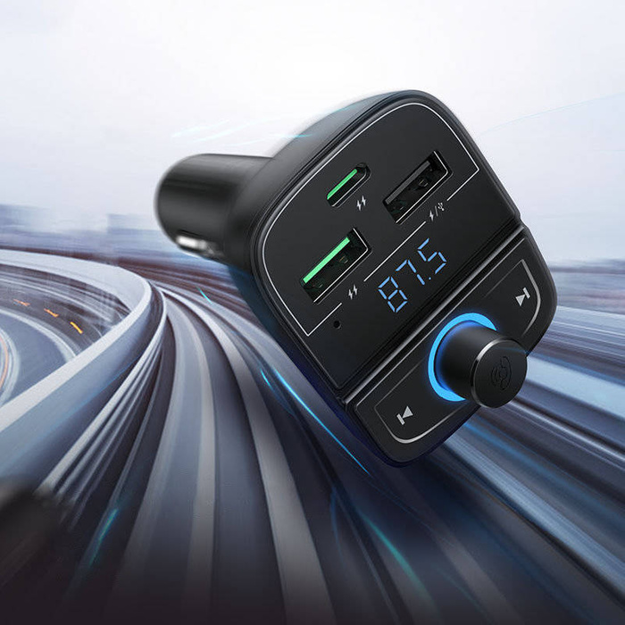 Ugreen FM Transmitter Bluetooth 5.0 MP3 Autoladegerät 3x USB TF Micro SD 4.8 A schwarz (CD229)