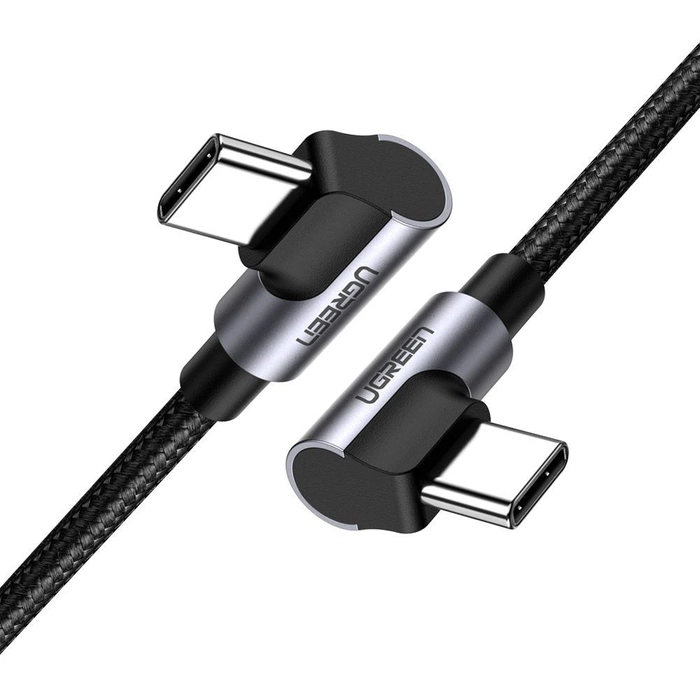 Kabel USB-C auf USB-C gewinkelt UGREEN US323, PD, 3A 60W, 2m (schwarz)