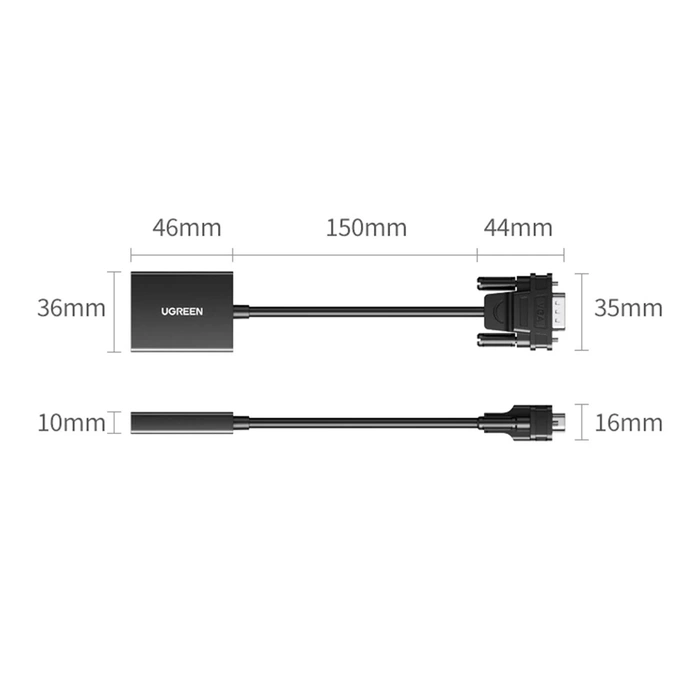 Ugreen cable adapter cable VGA (male) - HDMI (female) 0.15m black (CM513)