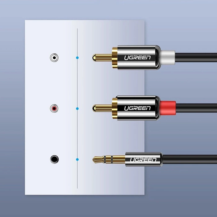 Przewód Jack do 2RCA (Cinch) UGREEN AV116 3,5mm  1m (czarny) 10749B