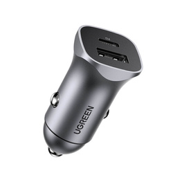 Ugreen schnelles Autoladegerät USB-A / USB-C 18W grau (CD130)