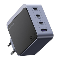 Ładowarka sieciowa Ugreen Nexode Air 100W, 3x USB-C, USB (szara)