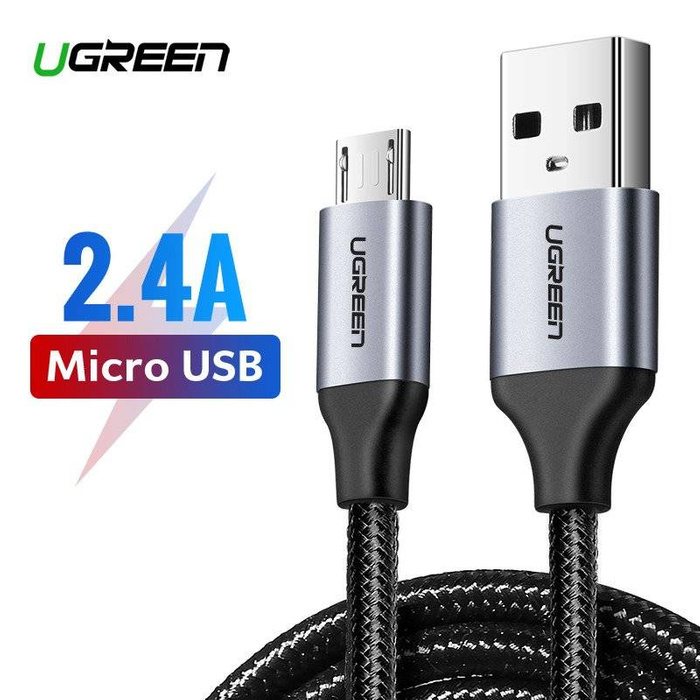 Kabel micro USB UGREEN QC 3.0 2.4A 0.25m w nylonowym oplocie