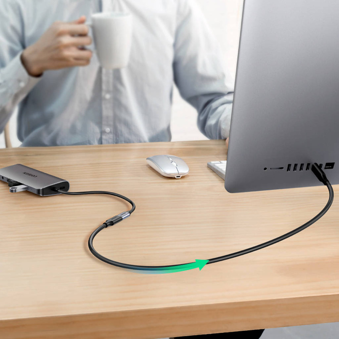 Ugreen kabel przedłużacz przejściówka USB C (męski) - USB C (żeński) 100W 10Gb/s 1m ciemnoszary 10387