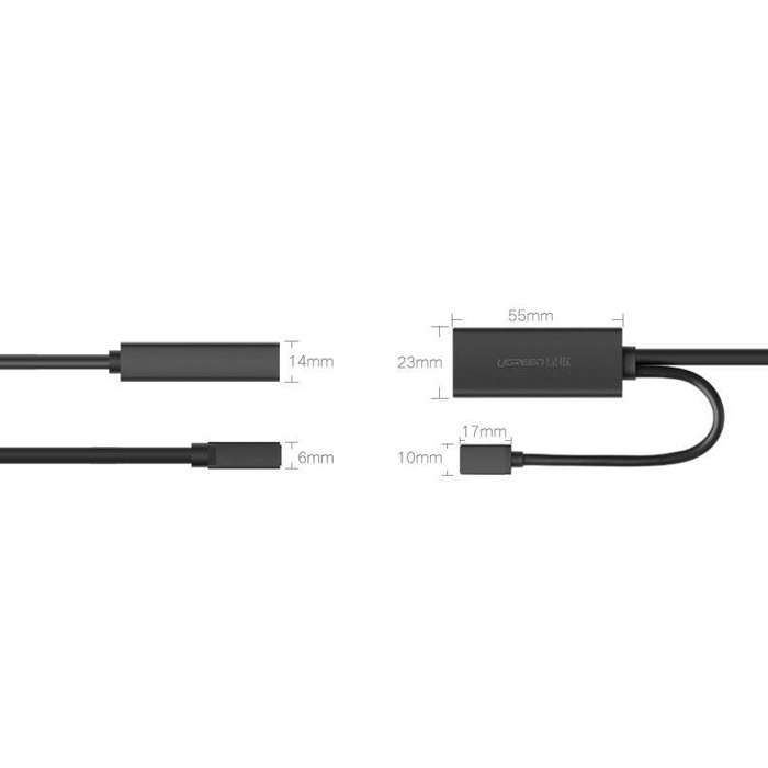 Ugreen aktywny kabel przedłużacz USB 3.2 Gen 1 (USB 3.0, USB 3.1 Gen 1) 10m czarny (US175)