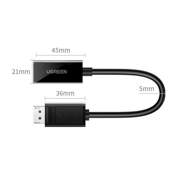 Ugreen przejściówka kabel przewód z DisplayPort (męski) na HDMI (żeński) (jednokierunkowy) 4K 30Hz 12bit czarny (40363)