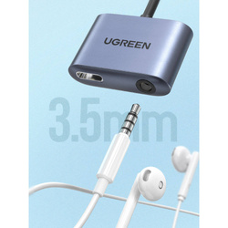 Ugreen USB Typ C (männlich) - USB Typ C PD QC (weiblich) + 3,5-mm-Miniklinke (weiblich) grau (CM231)