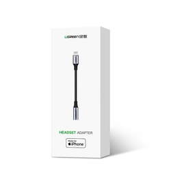 Ugreen kabel przejściówka adapter słuchawkowy certyfikat MFI (Made For iPhone) 3,5 mm mini jack - Lightning 10 cm czarny (US211 30756)