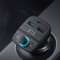 Ugreen FM Transmitter Bluetooth 5.0 MP3 Autoladegerät 3x USB TF Micro SD 4.8 A schwarz (CD229)