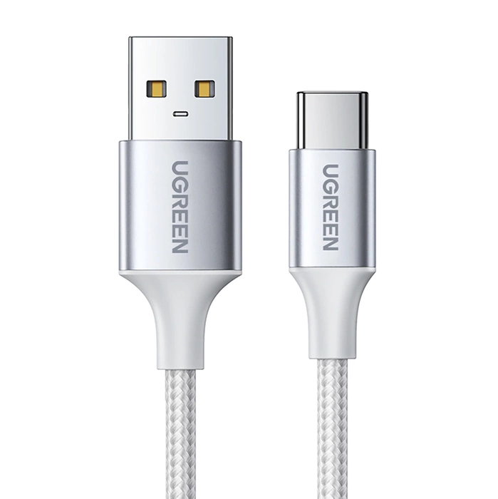 Cable UGREEN USB-A USB-C QuickCharge 3.0 With Aluminum Plug Nickel-plated 2m White