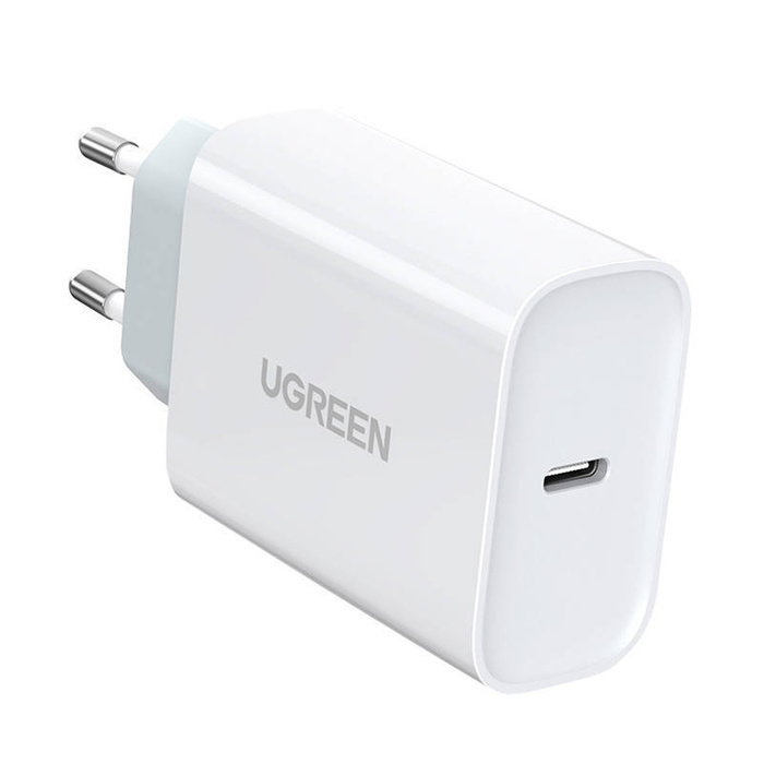 Charger uGREEN CD127 network adapter, USB-C, PD3.0, QC4.0, 30W (white)