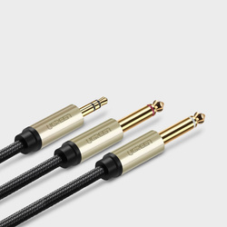 Ugreen kabel przewód audio mini jack 3,5 mm - 2 x jack 6,35mm 2m szary (AV126)