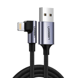 Ugreen rechtwinkliges USB-Kabel - Lightning MFI 1m 2,4A schwarz (60521)