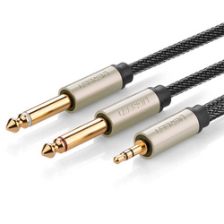 Ugreen kabel przewód audio mini jack 3,5 mm - 2 x jack 6,35mm 1m szary (AV126)