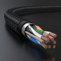 UGREEN NW150 Kabel geflochtenes Netzwerkkabel, Ethernet RJ45, Kat.7, F/FTP, 1m (schwarz)