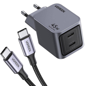 Ładowarka sieciowa US316 Ugreen Nexode Pro 45W, 2x USB-C (szara) + Kabel USB-C do USB-C UGREEN US316, 100W, 1m