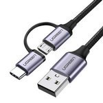 Kabel USB 2w1 UGREEN Type-C / Micro USB, QC 3.0, 1m (czarno-szary)