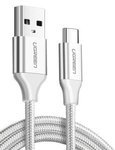 Niklowany kabel USB-C QC3.0 UGREEN 0,25m z aluminiową wtyczką biały