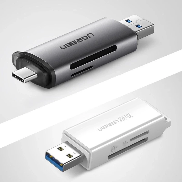 [PO ZWROCIE] Ugreen czytnik kart SD / micro SD na USB 3.0 / USB Typ C 3.0 szary (50706)