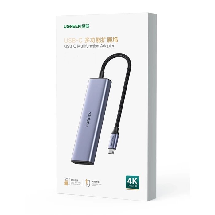 Adapter HUB UGREEN CM511 USB-C do HDMI, 3x USB-A 3.0, SD/TF 20956A