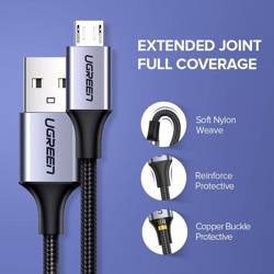 Kabel UGREEN Micro USB QuickCharge 3.0 2.4A Nylonowy Oplot 1.5m Biały