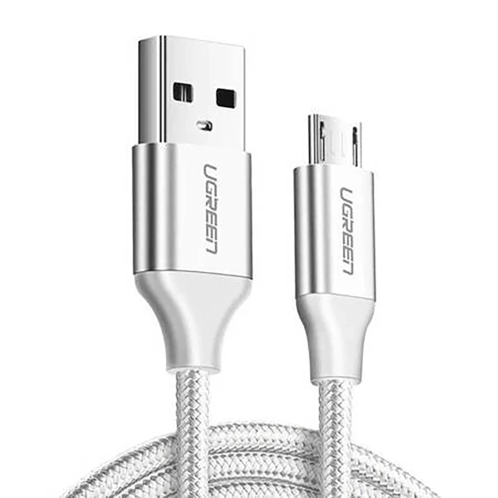 Kabel UGREEN Micro USB QuickCharge 3.0 2.4A Nylonowy Oplot 2m Biały