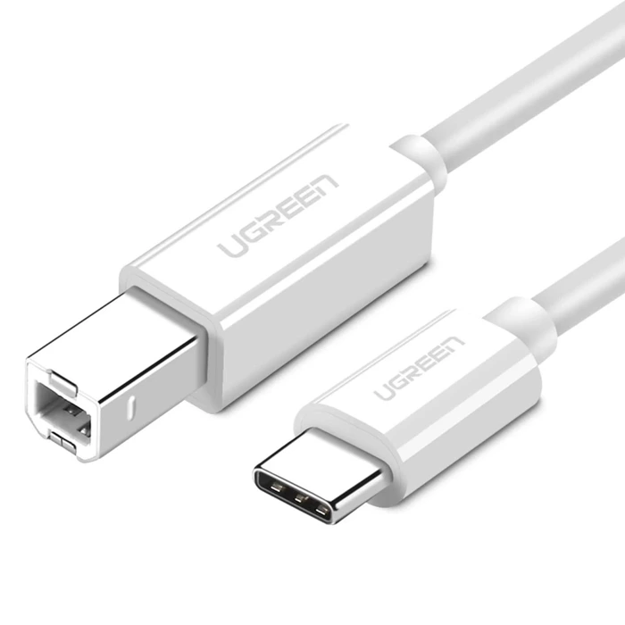 Kabel Ugreen US241 USB-C / USB-B 2.0 do drukarki skanera 1.5 m - biały