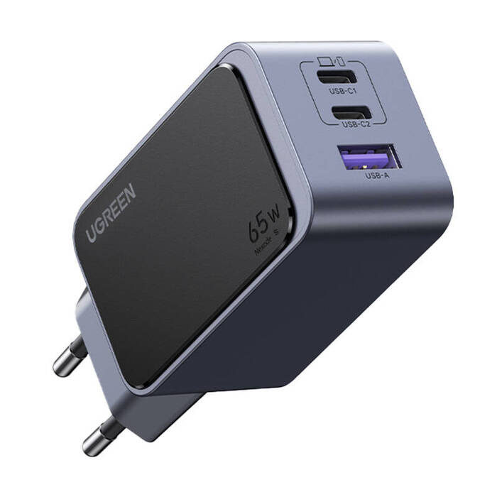 Ładowarka sieciowa Ugreen Nexode Air 65W, USB + 2x USB-C (szara) + Kabel USB-C do USB-C UGREEN US316, 100W, 1m