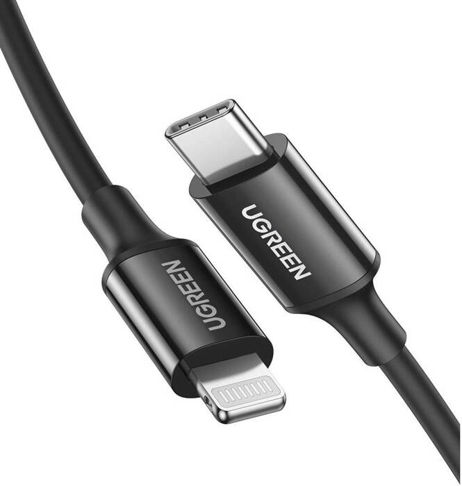 Ładowarka sieciowa Ugreen Nexode Pro 45W, 2x USB-C (szara) + Kabel Ugreen USB Typ C - Lightning MFI 1m 3A 18W