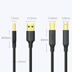 Ugreen kabel USB Typ B do drukarki (męski) - USB 2.0 (męski) 480 Mbps 1 m czarny (US135 20846)