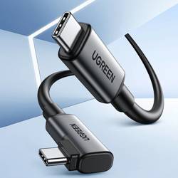 Ugreen kabel kątowy USB Typ C - USB Typ C do ładowania 60W / transmisji danych z obsługą gogli VR (np. Oculus Quest 2) 5m czarny (US551)