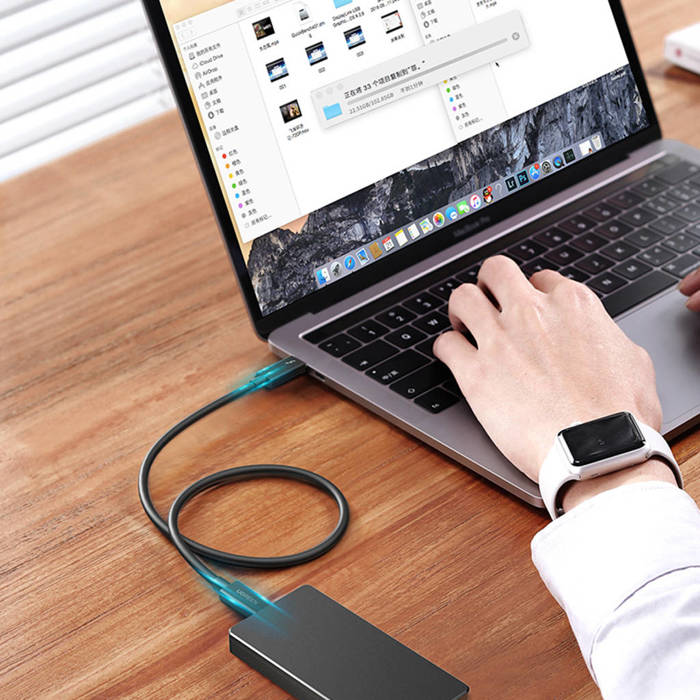 Ugreen kabel przewód USB C (męski) - USB C (męski) Thunderbolt 4 100W / 8K 60Hz / 40Gb/s 0.8m czarny (US501)