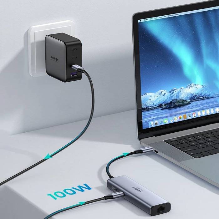 Wielofunkcyjny HUB 5w1 USB-C  - HDMI 1.4 / 3 x USB-A / USB-C PD 100W Ugreen CM511 - szary