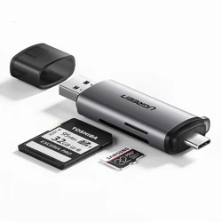 [PO ZWROCIE] Ugreen czytnik kart SD / micro SD na USB 3.0 / USB Typ C 3.0 szary (50706)