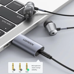 Adapter UGREEN USB Do Minijack 3,5mm Audio CM383 AUX Szary