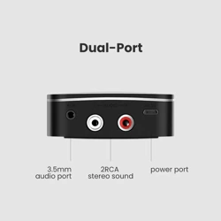 Adapter odbiornik Ugreen Bluetooth 5.1 aptX 2RCA / 3,5 mm mini jack czarny