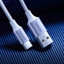 Kabel UGREEN USB-A USB-C QuickCharge 3.0 Z Aluminiową Wtyczką Niklowany 2m Biały