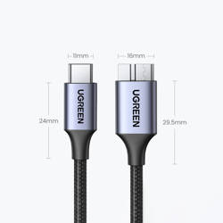 Kabel USB C - Micro USB B 3.0 5Gb/s 3A 2m Ugreen US565 - szary