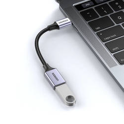 Kabel USB C (męski) - USB (żeński) 3.0 OTG 0.15m Ugreen US378 - czarny