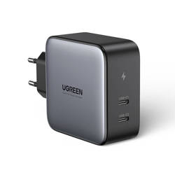 Ładowarka sieciowa UGREEN CD254, 2x USB-C, GaN, 100W, PD (czarna)