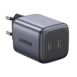Ładowarka sieciowa UGREEN CD294, 2x USB-C, GaN, PD3.0, QC4.0, 45W (szary) 90573B