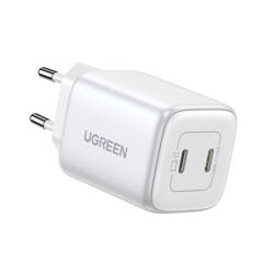 Szybka ładowarka GaN 2 x USB-C 45W QC PD Ugreen CD294 - biała