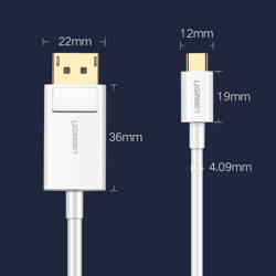 Ugreen jednokierunkowy kabel przejściówka z USB Typ C do Display Port 4K 1,5m czarny (MM139)