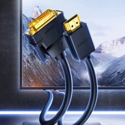 Ugreen kabel przewód przejściówka adapter DVI 24+1 pin (męski) - HDMI (męski) FHD 60 Hz 1,5 m czarny (HD106 11150)