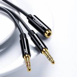 Ugreen kabel rozdzielacz AUX 3,5 mm mini jack (żeński) - 2x 3,5 mm mini jack (męski - mikrofon i słuchawki) czarny (AV140 20899)