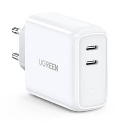 Ugreen szybka ładowarka sieciowa 2x USB Typ C 36 W Quick Charge 4.0 Power Delivery SCP FCP AFC biały (70264 CD199)